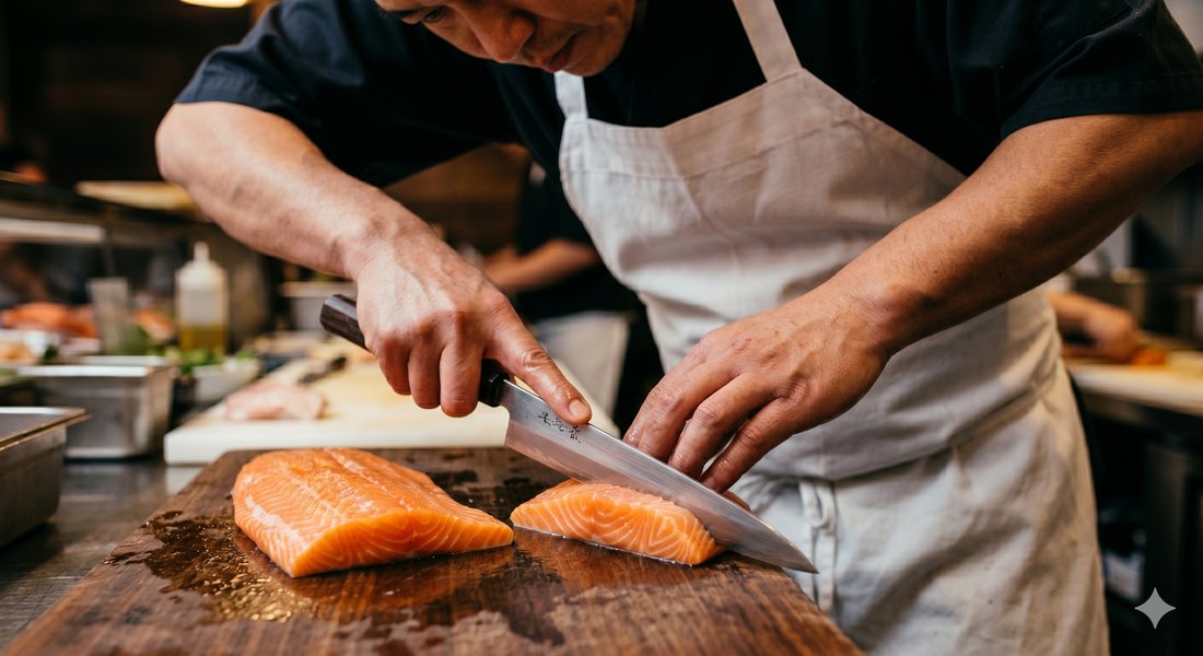 Notre chef façonnant un sushi à la main